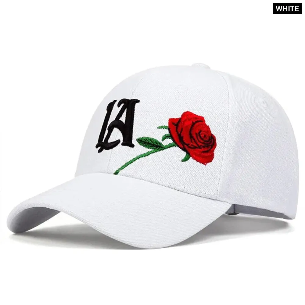 Adjustable Rose Embroidered Baseball Cap / Hat For Outdoor Wear