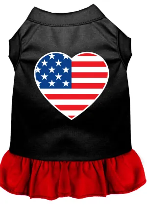 American Flag Heart Screen Print Dress Black With Red Lg