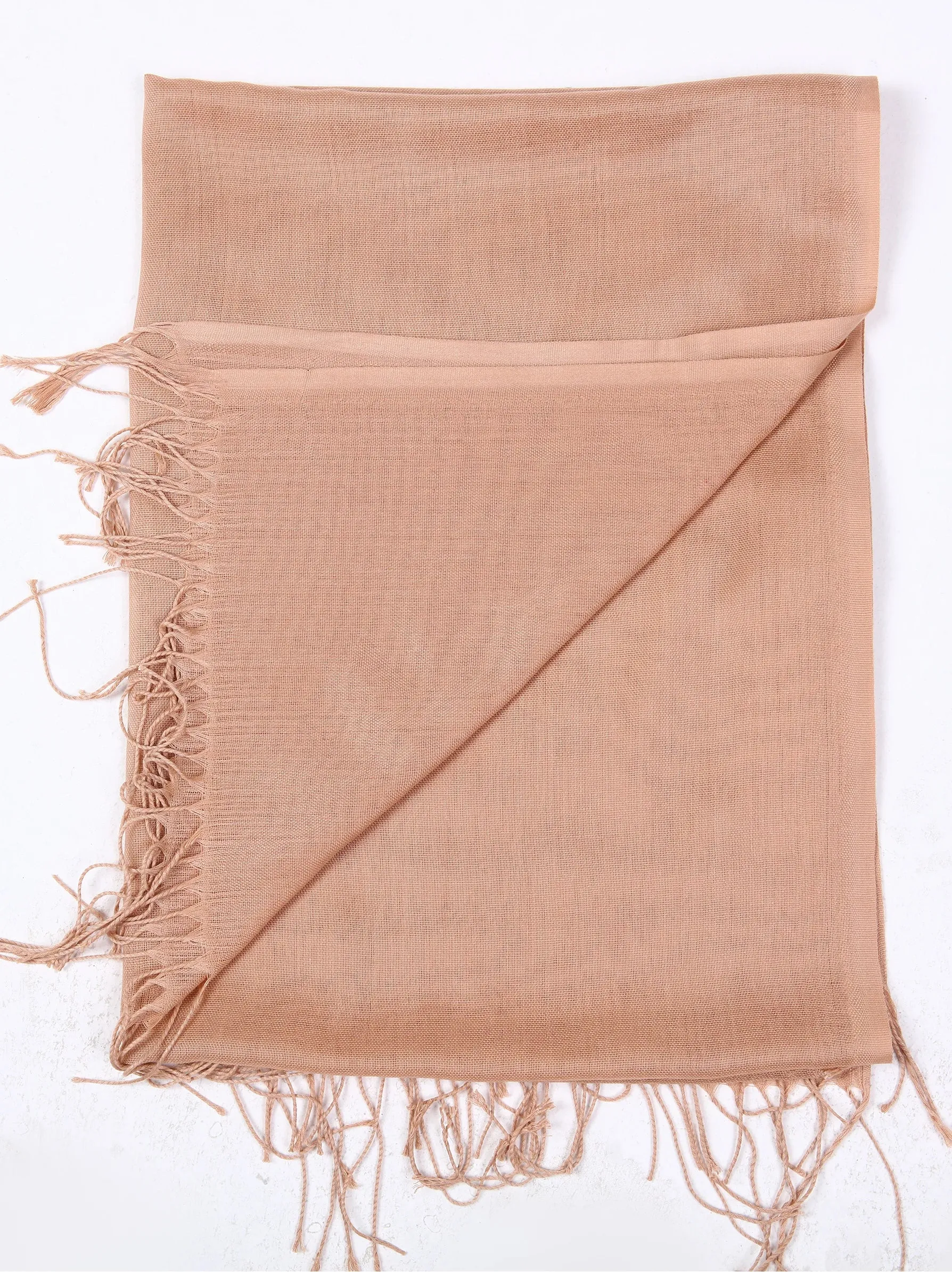 Beige Tassel Finish Scarf