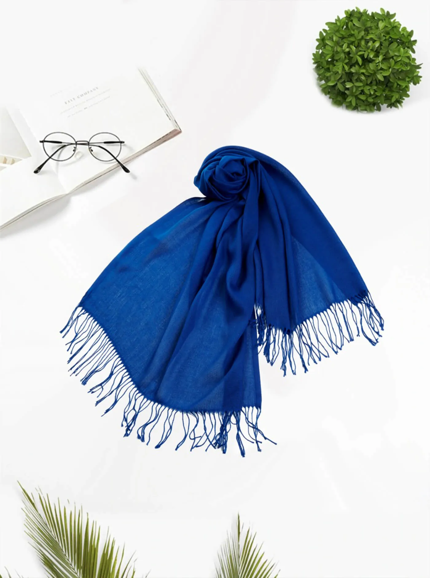 Blue Tassel Finish Scarf
