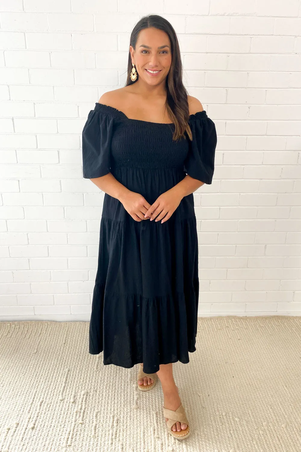 Celestine | Feminine Off-Shoulder Midi Dress
