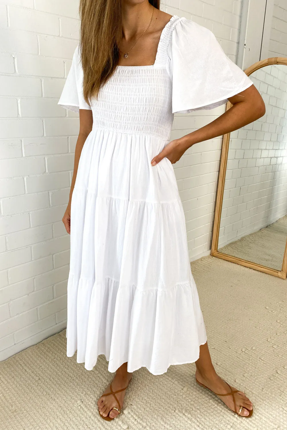 Celestine | Feminine Off-Shoulder Midi Dress