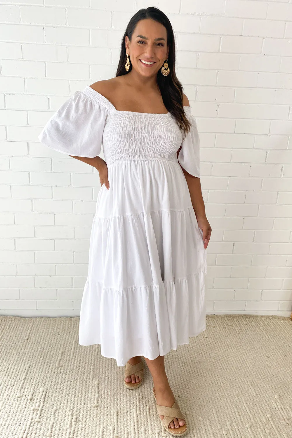 Celestine | Feminine Off-Shoulder Midi Dress