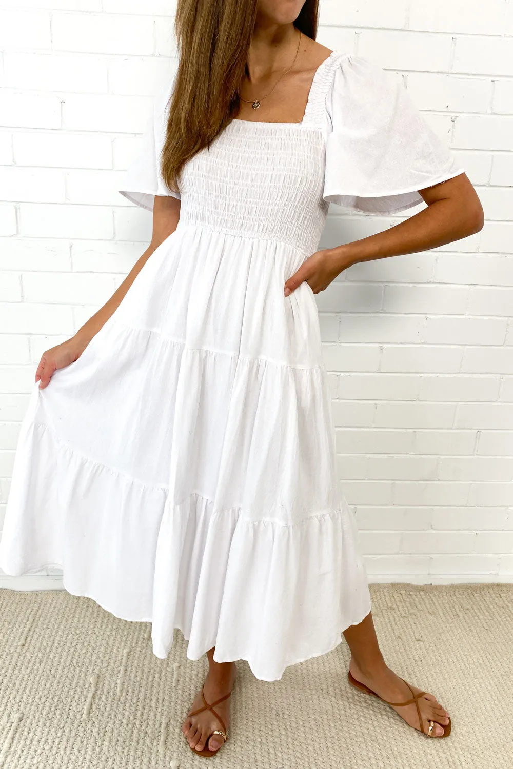 Celestine | Feminine Off-Shoulder Midi Dress