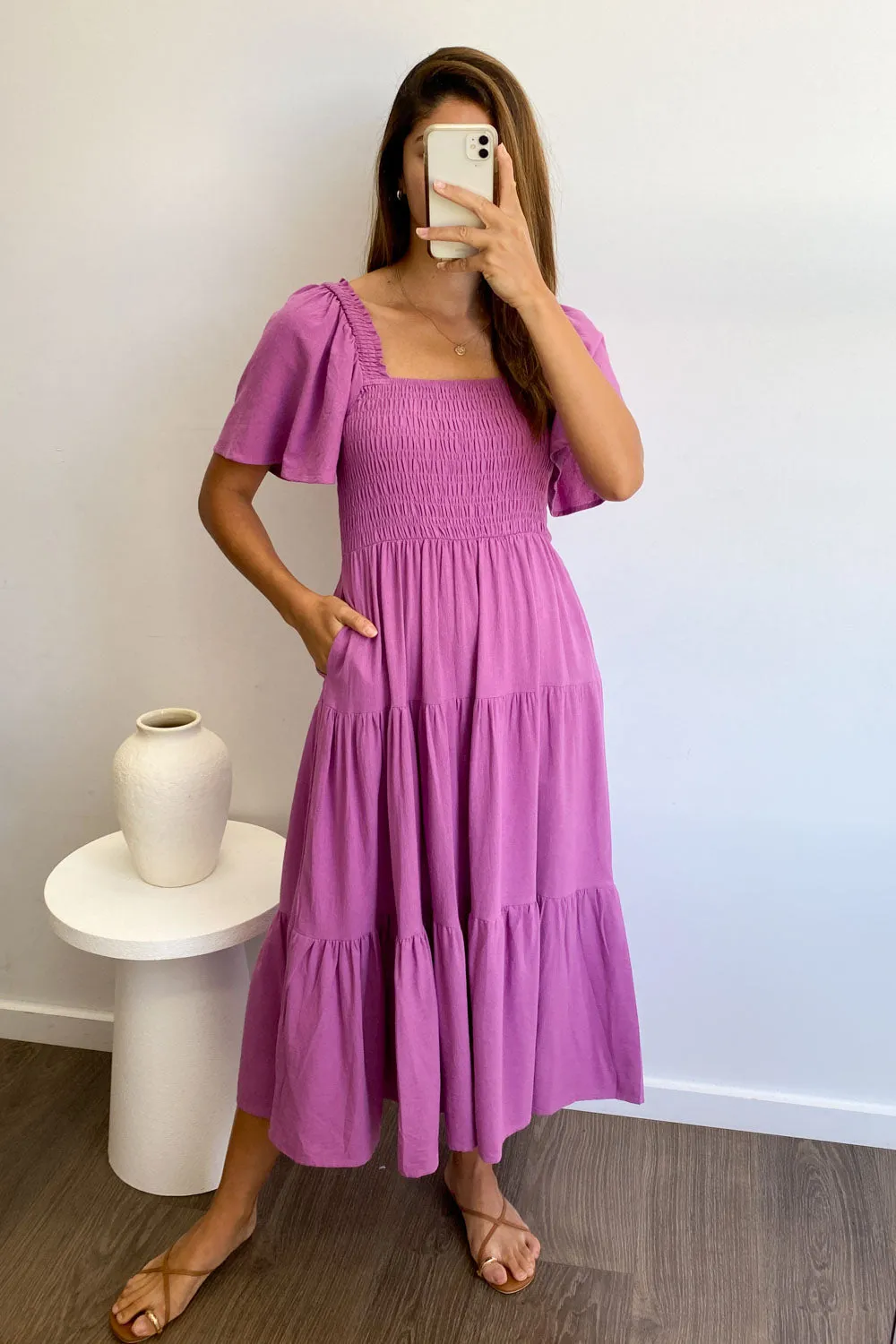 Celestine | Feminine Off-Shoulder Midi Dress