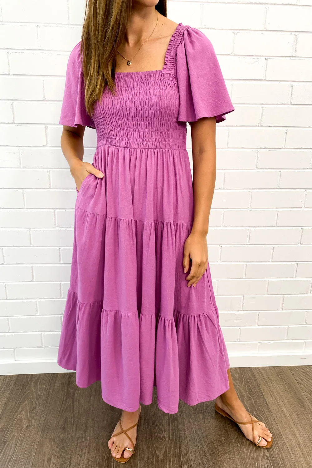 Celestine | Feminine Off-Shoulder Midi Dress