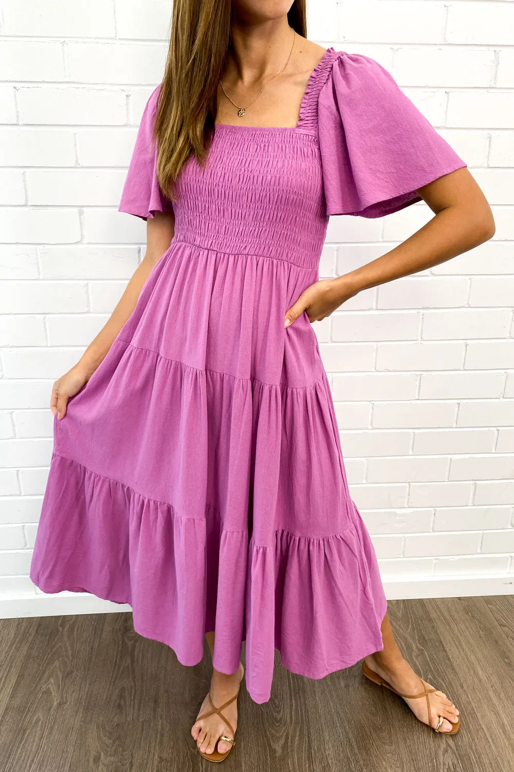 Celestine | Feminine Off-Shoulder Midi Dress