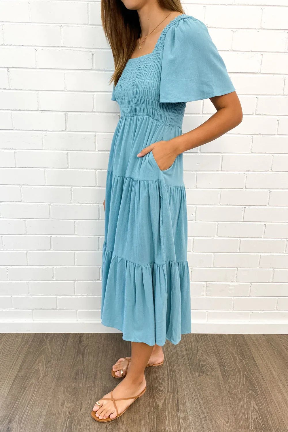 Celestine | Feminine Off-Shoulder Midi Dress