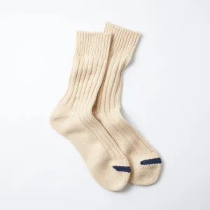 Chunky Ribbed Crew Socks (Raw Beige)