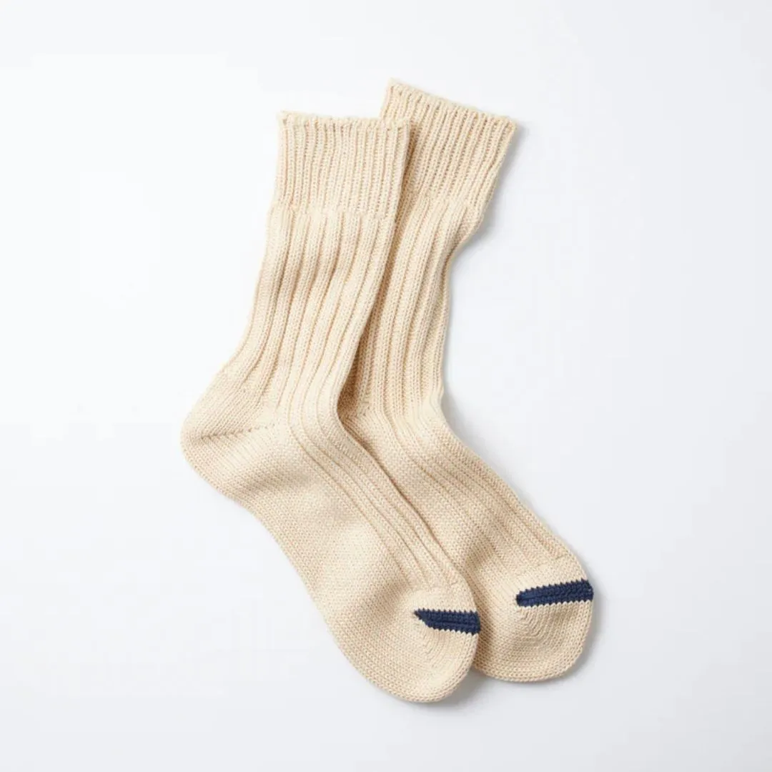Chunky Ribbed Crew Socks (Raw Beige)