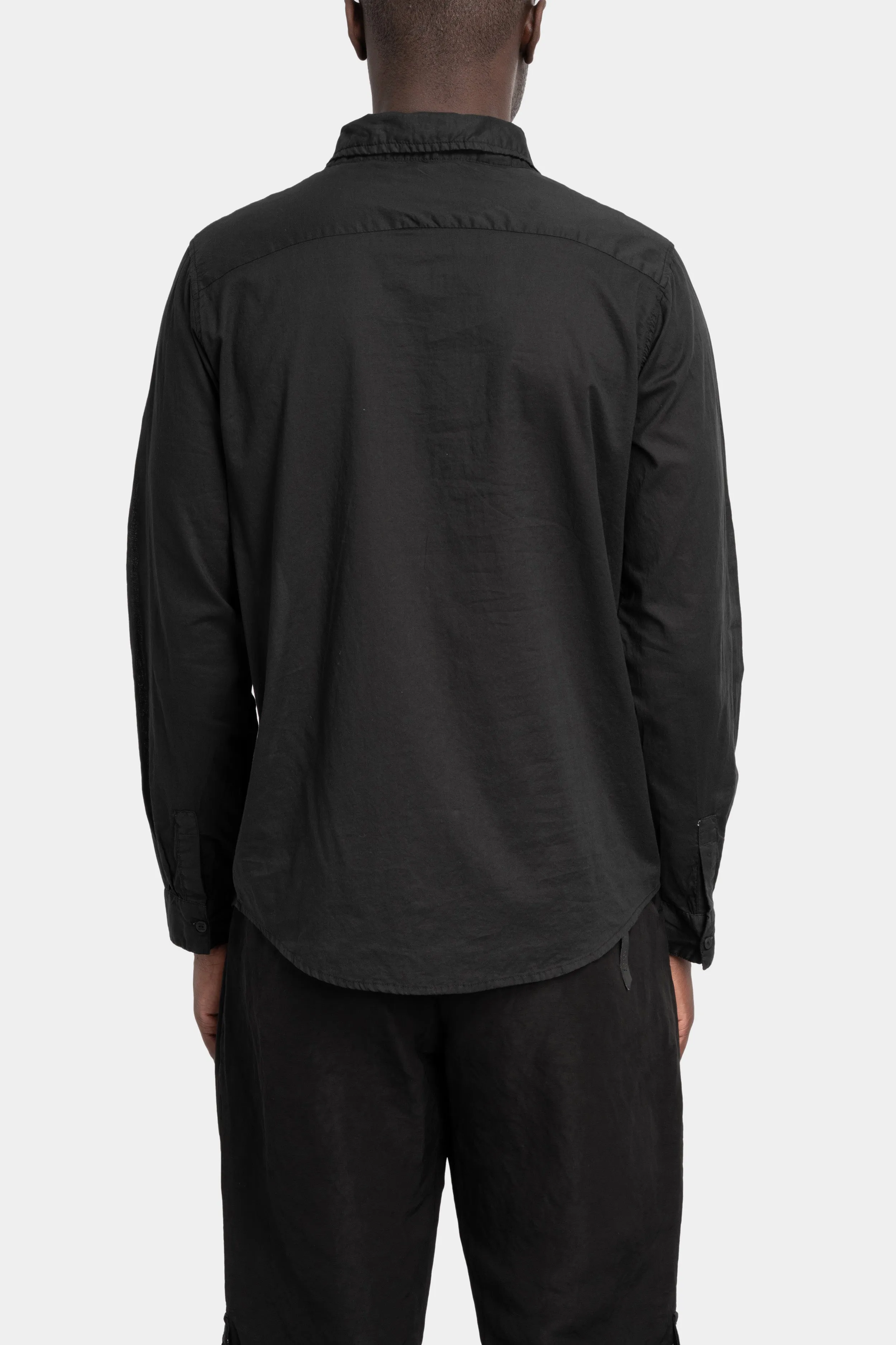 Coated crinkled cotton shirt, Black