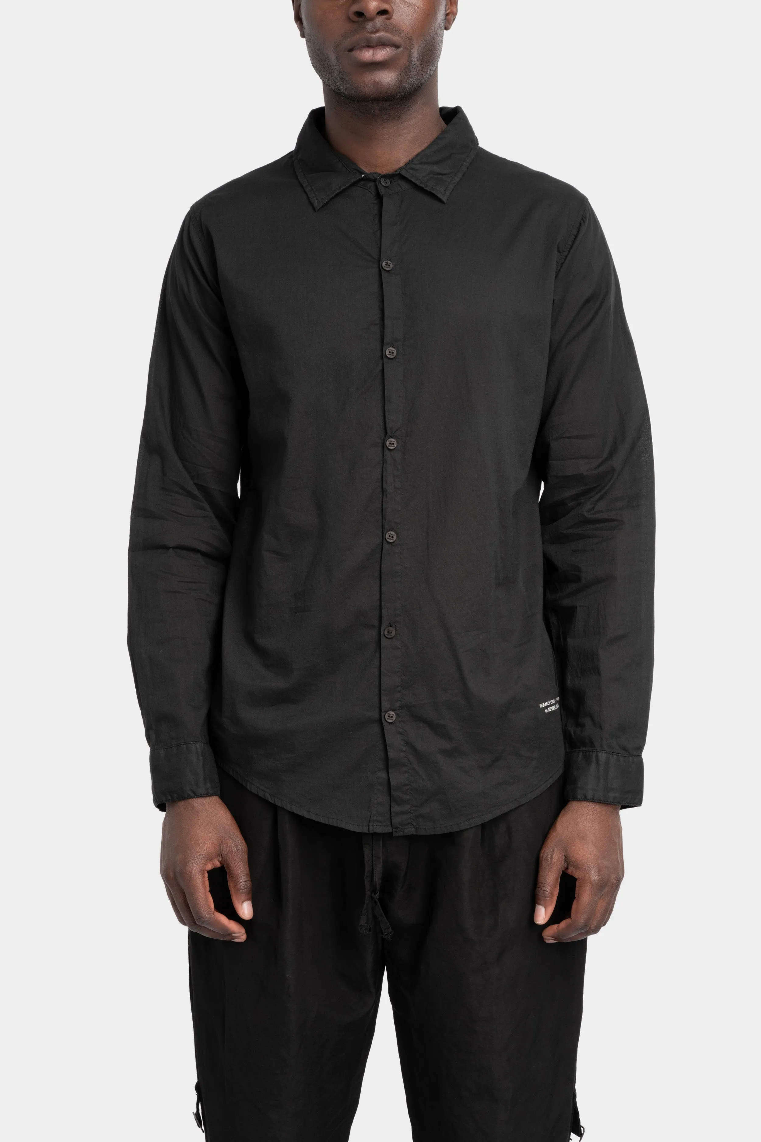 Coated crinkled cotton shirt, Black