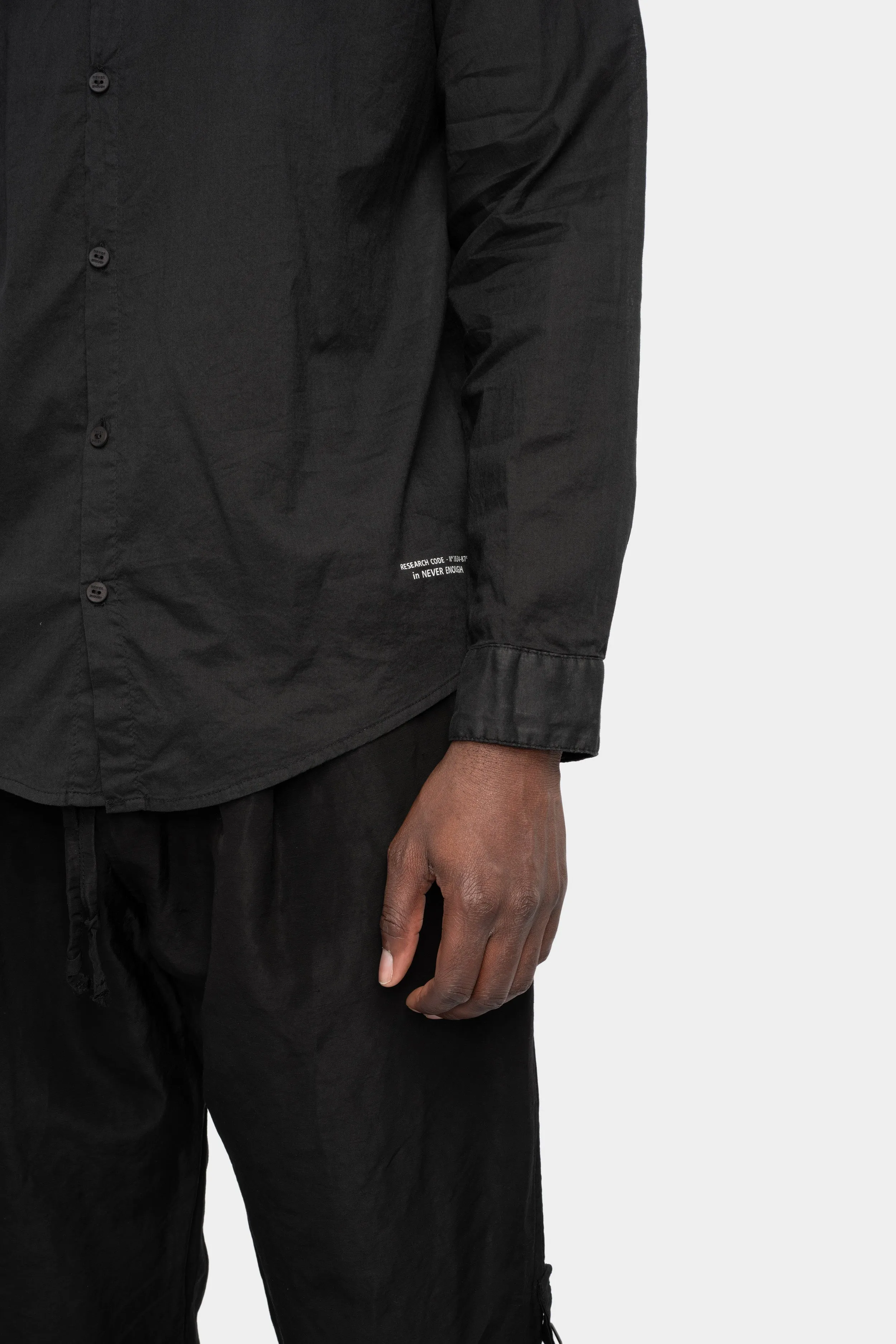 Coated crinkled cotton shirt, Black