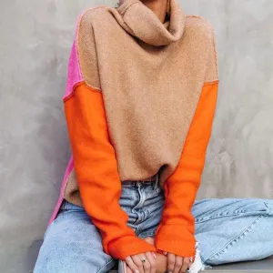 Colorblock Turtleneck Trui