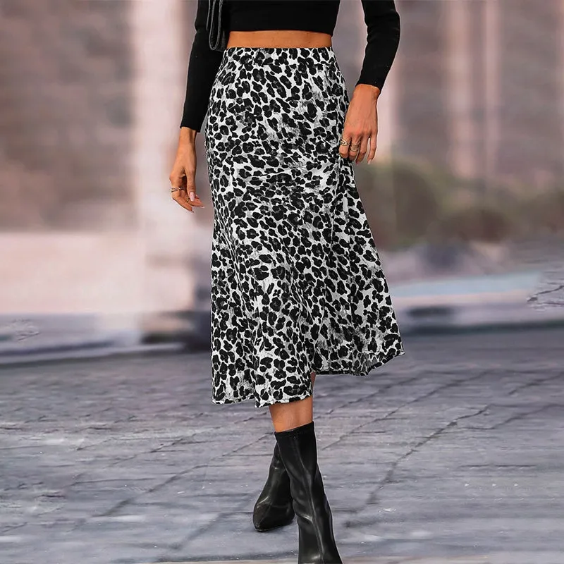 Easy Wear Leopard Print A-Line Skirt