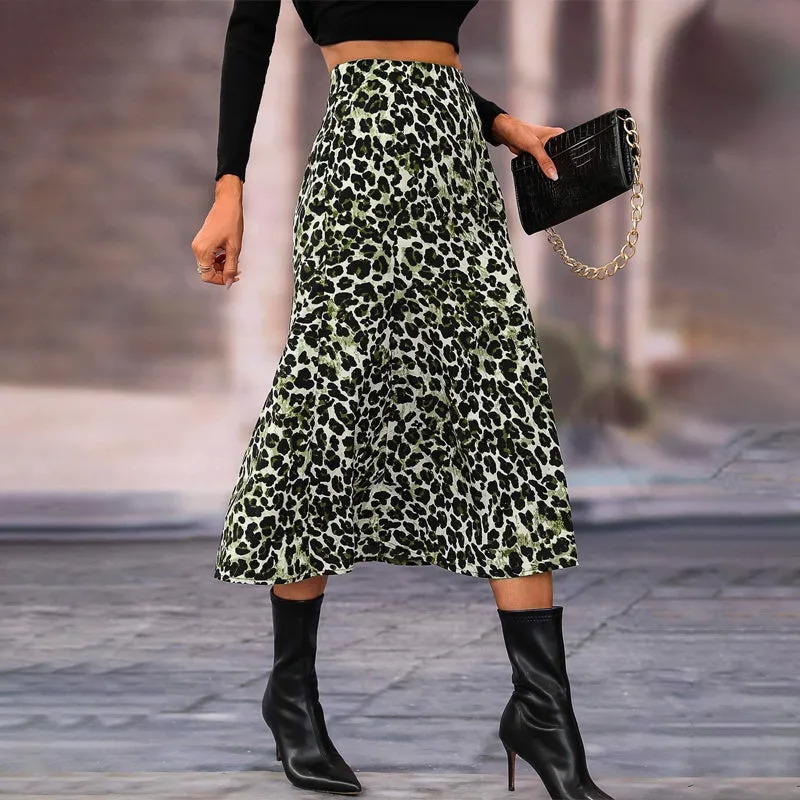 Easy Wear Leopard Print A-Line Skirt
