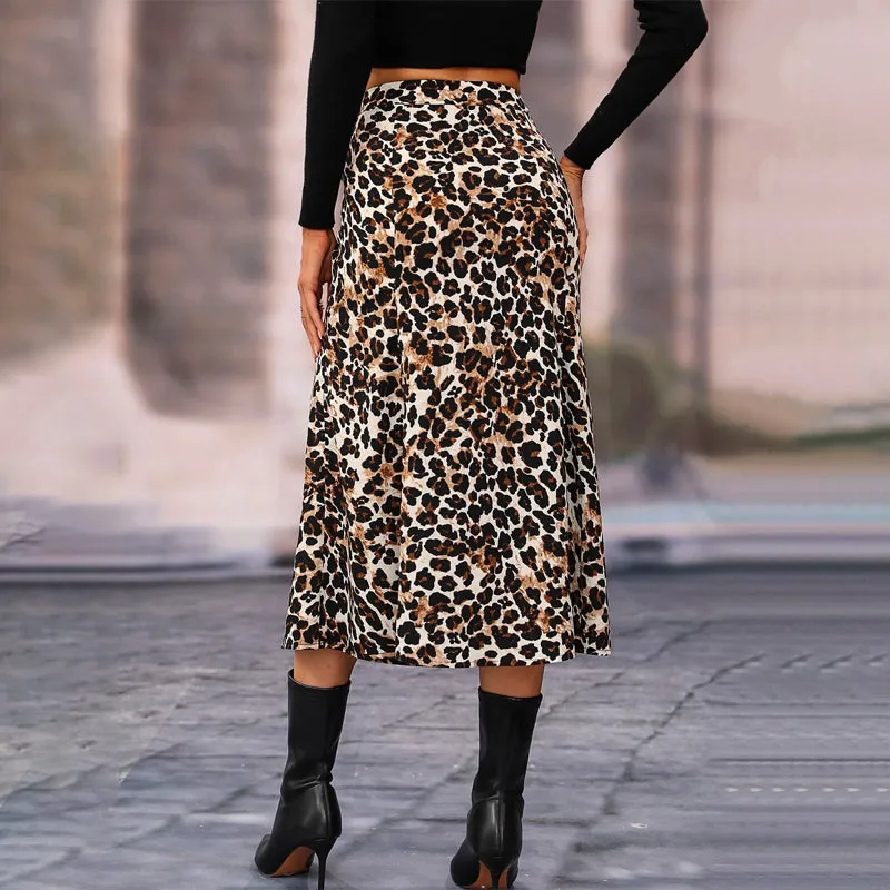 Easy Wear Leopard Print A-Line Skirt