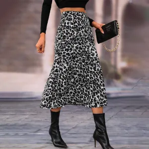 Easy Wear Leopard Print A-Line Skirt