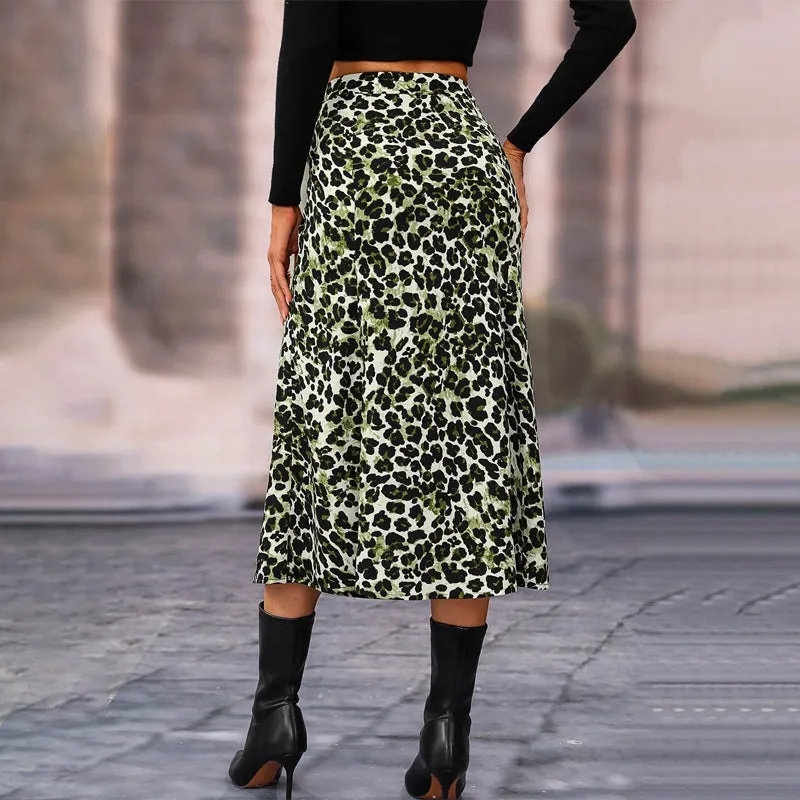 Easy Wear Leopard Print A-Line Skirt