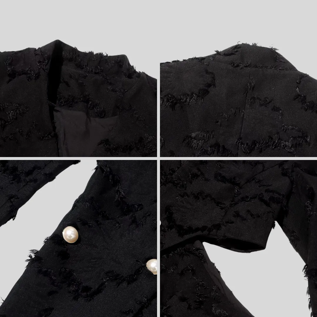 Elegant Hollow Out Designer Jacket - Black
