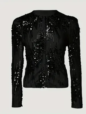 Elegant vest met opstaande kraag en pailletten voor dames