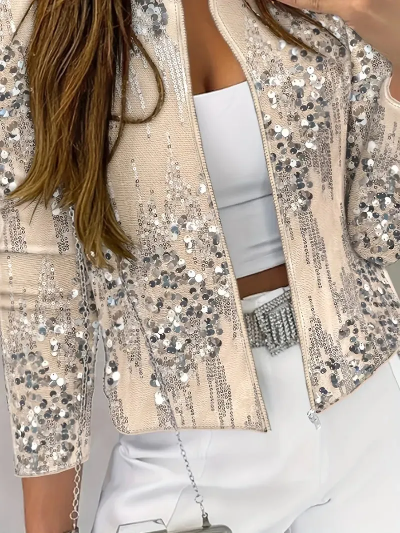 Elegant vest met opstaande kraag en pailletten voor dames