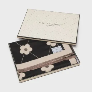 Elie Beaumont Winter Scarf - Black, White, Grey Daisy