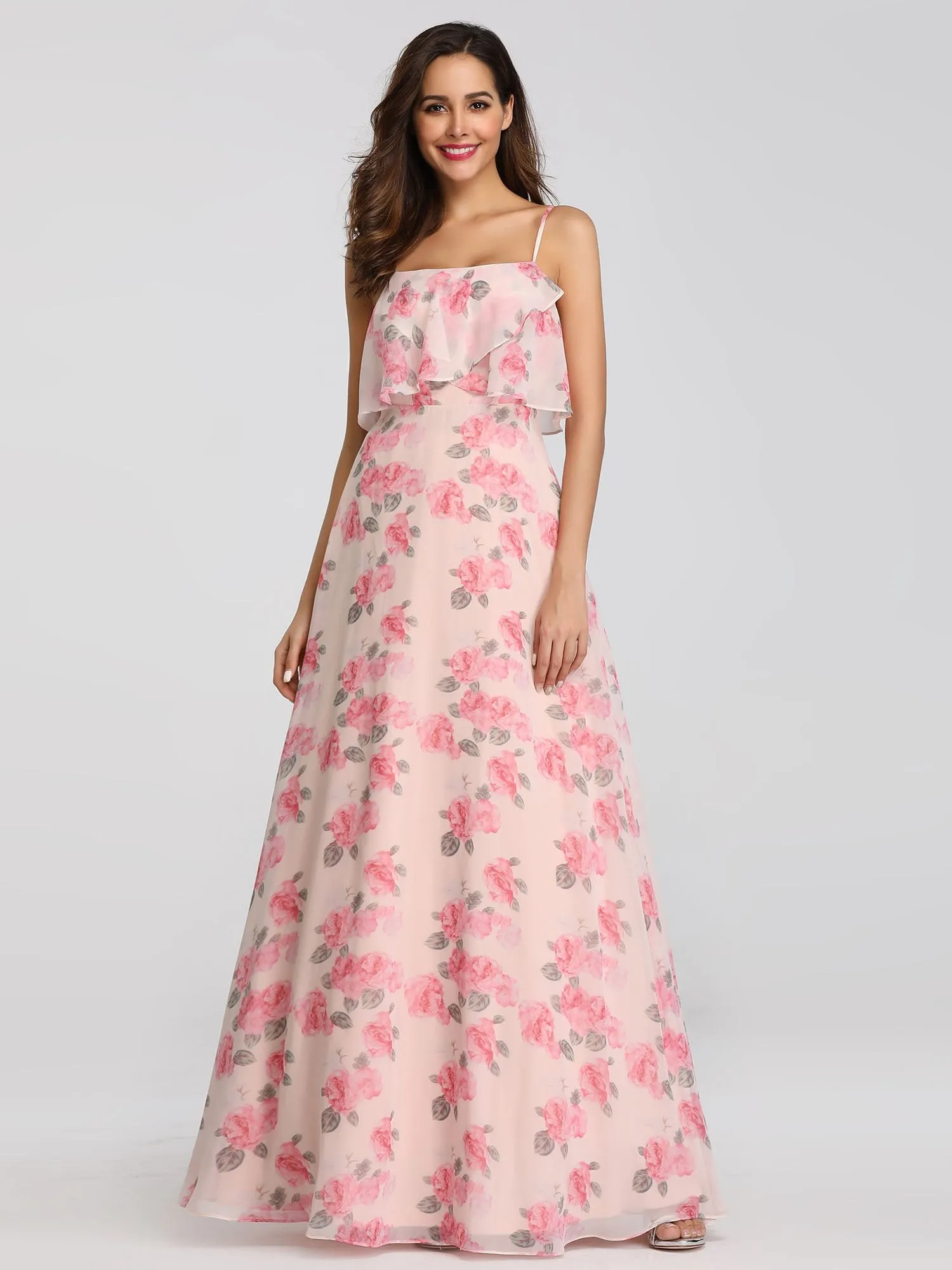 Ever-Pretty Women Feminine Spaghetti Flower Printed Bridesmaid Dresses EP07236