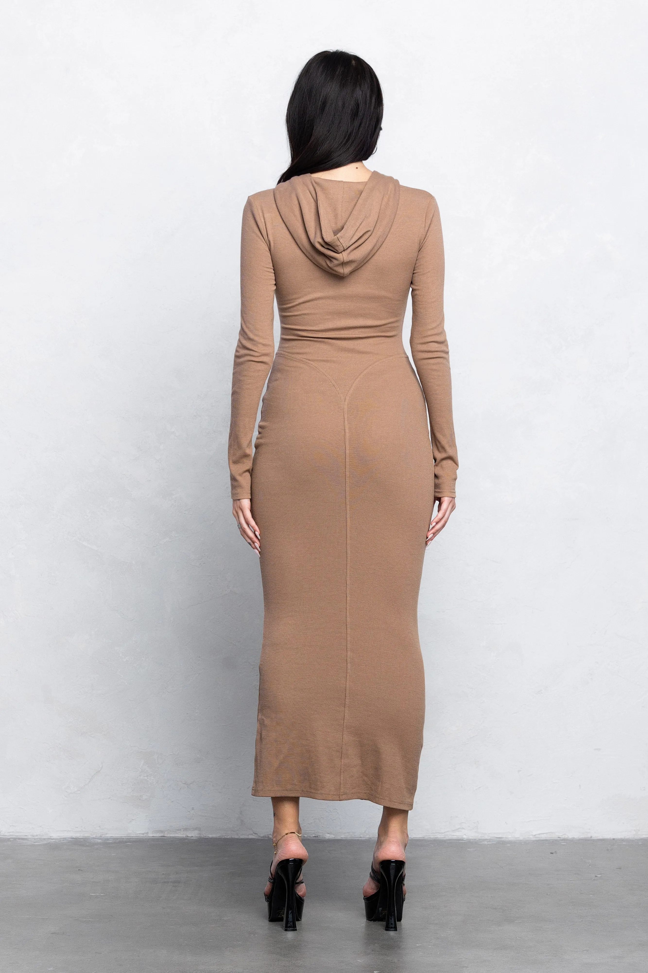 FAYE ZIP UP MAXI DRESS - MOCHA