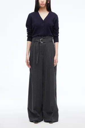 Flannel Oversized Pleated Belted Pant
