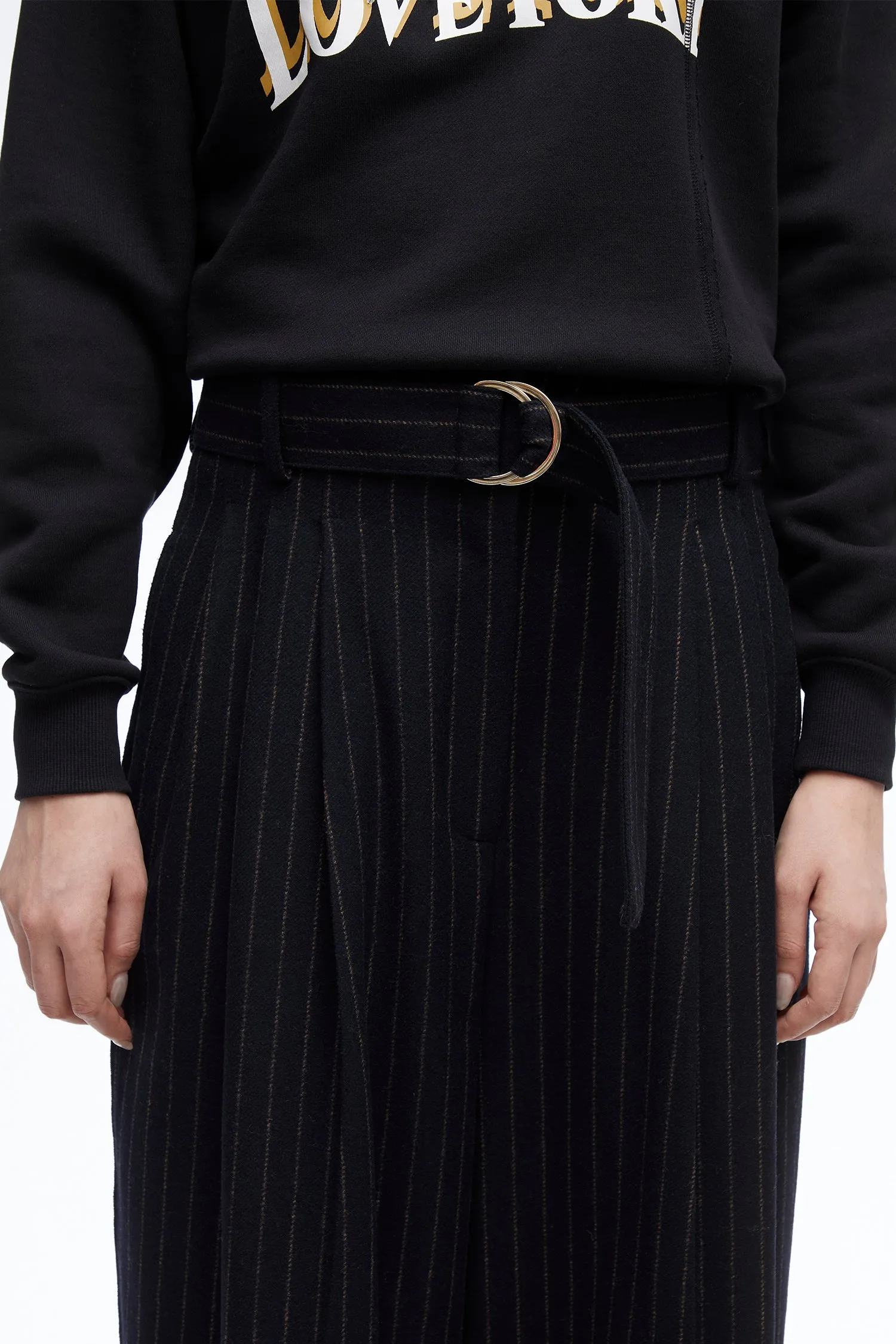 Flannel Oversized Pleated Belted Pant