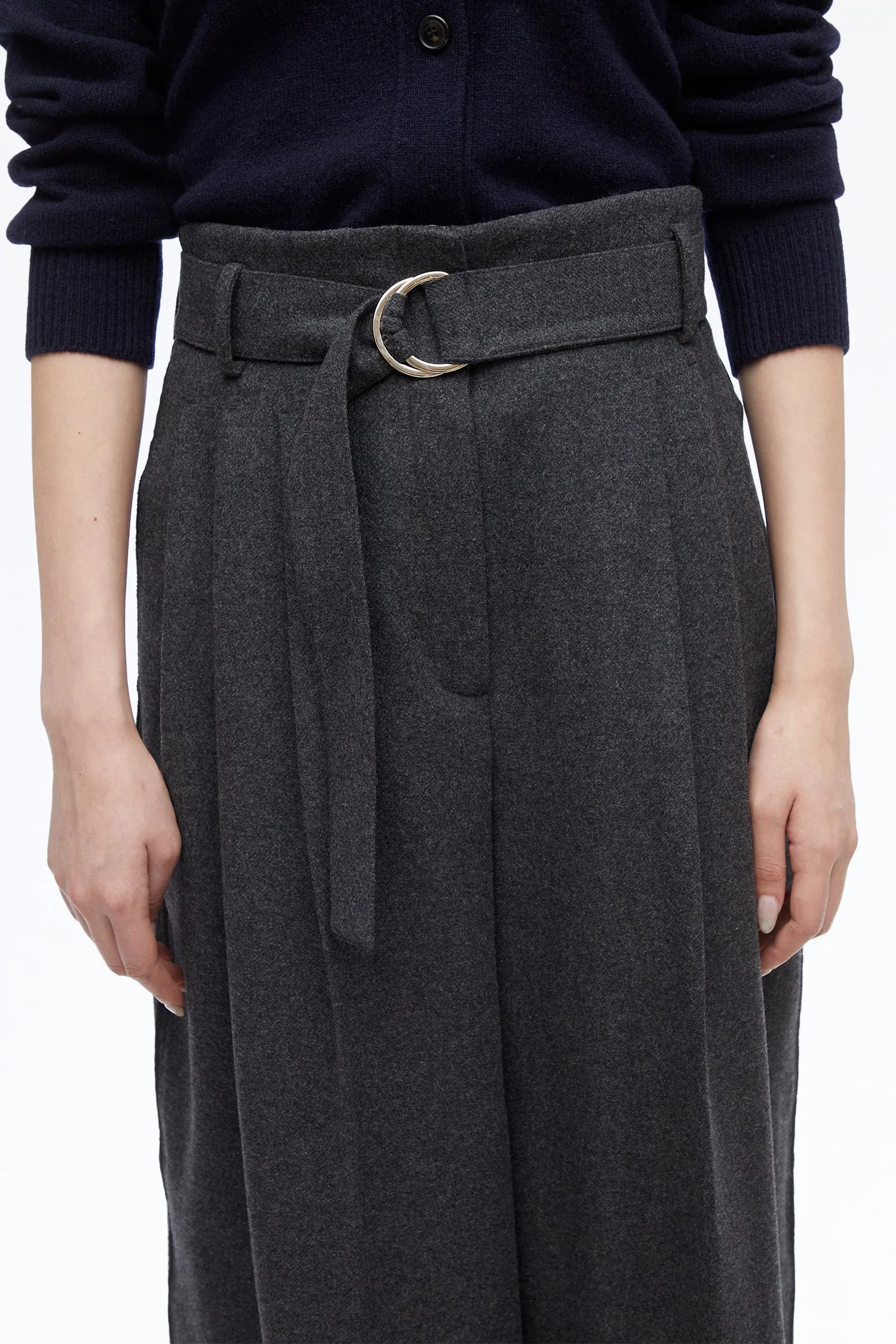 Flannel Oversized Pleated Belted Pant