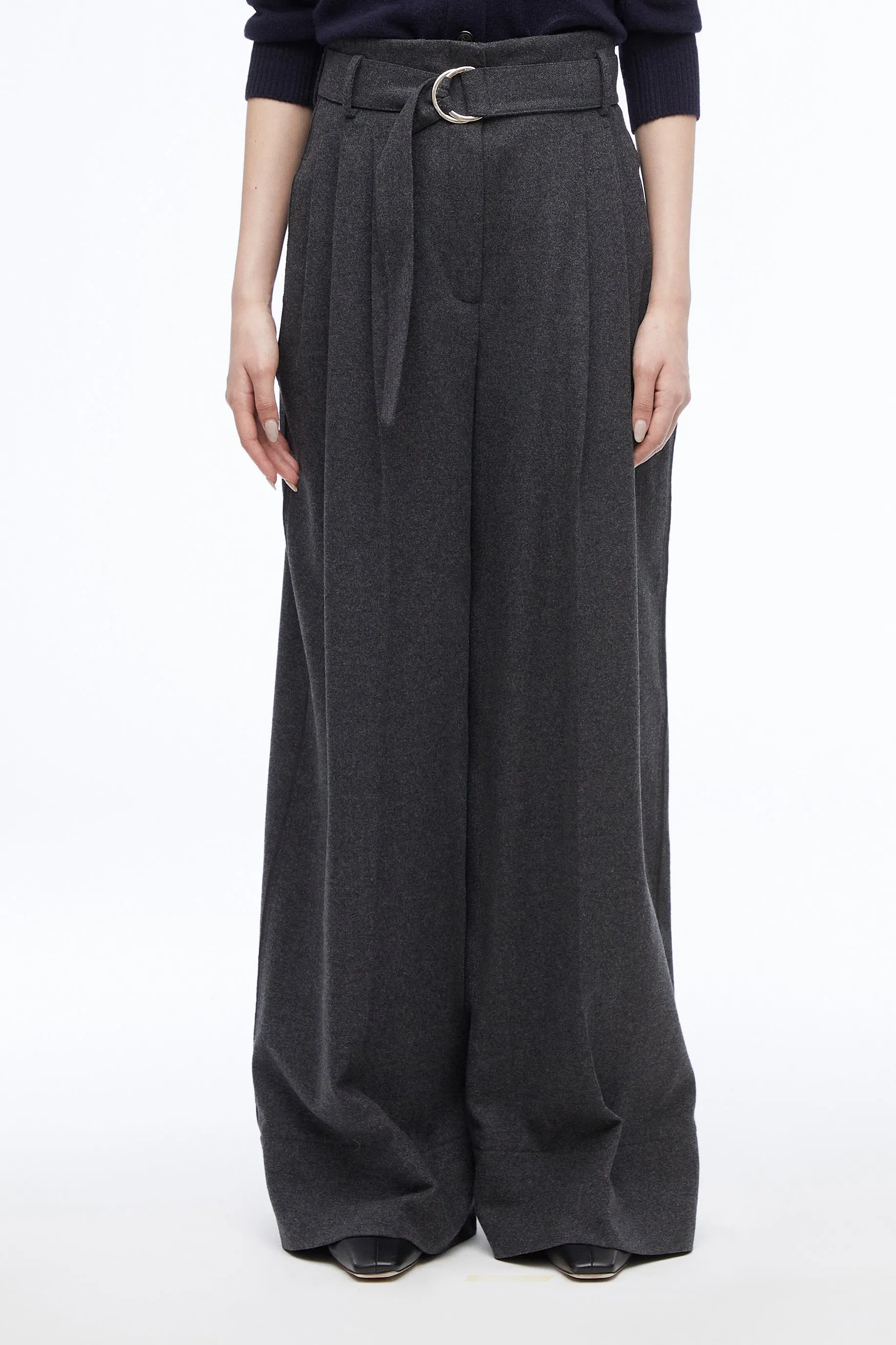 Flannel Oversized Pleated Belted Pant