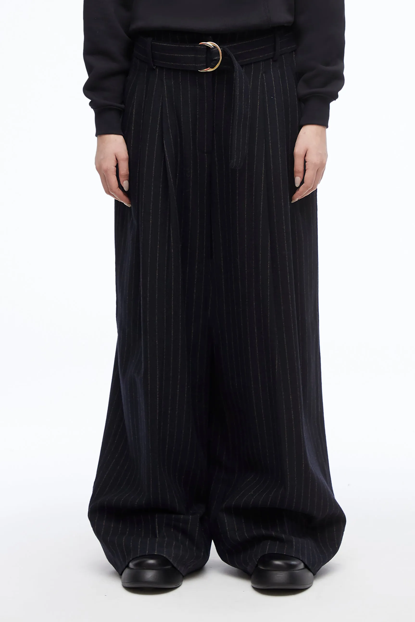 Flannel Oversized Pleated Belted Pant