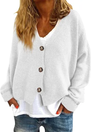 Fuzzy Fleece Cardigan for Women,2024 Fashion Cardigan Oversized Button Down Long Sleeve V Neck Jackets Coat