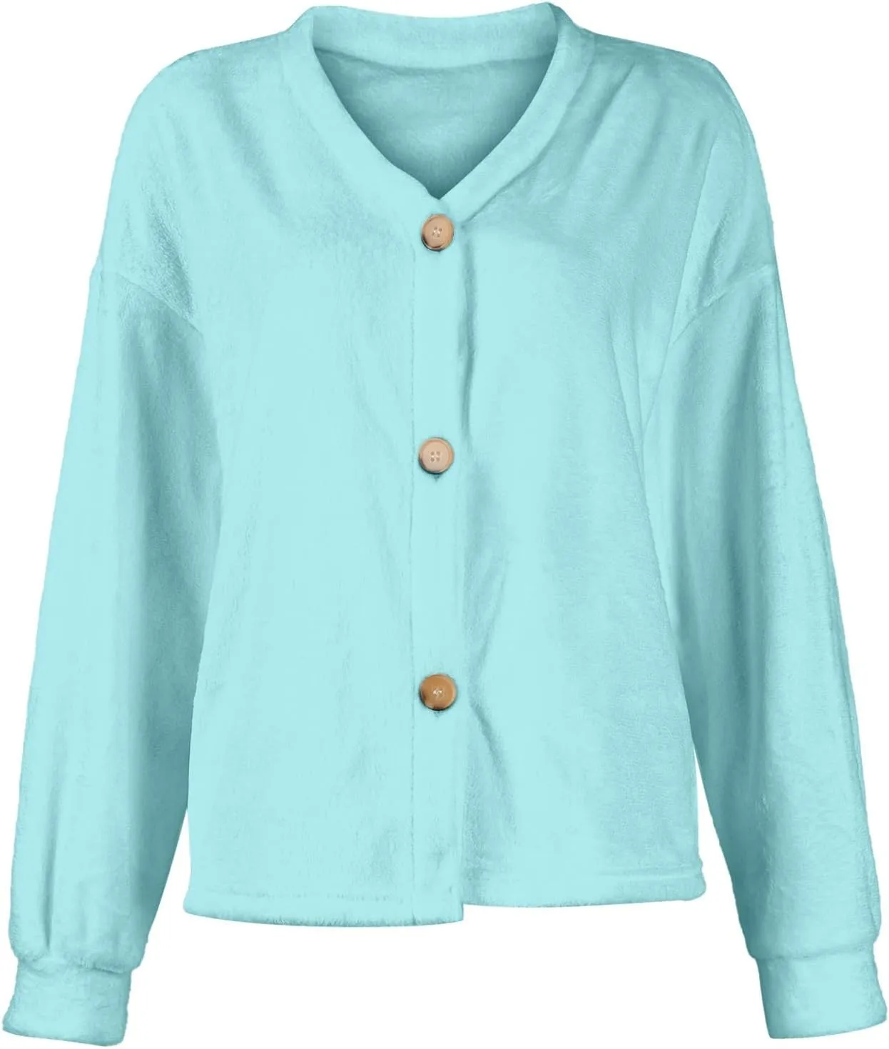Fuzzy Fleece Cardigan for Women,2024 Fashion Cardigan Oversized Button Down Long Sleeve V Neck Jackets Coat