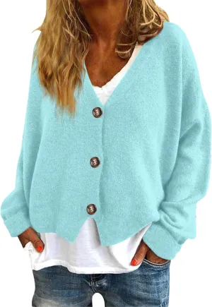 Fuzzy Fleece Cardigan for Women,2024 Fashion Cardigan Oversized Button Down Long Sleeve V Neck Jackets Coat