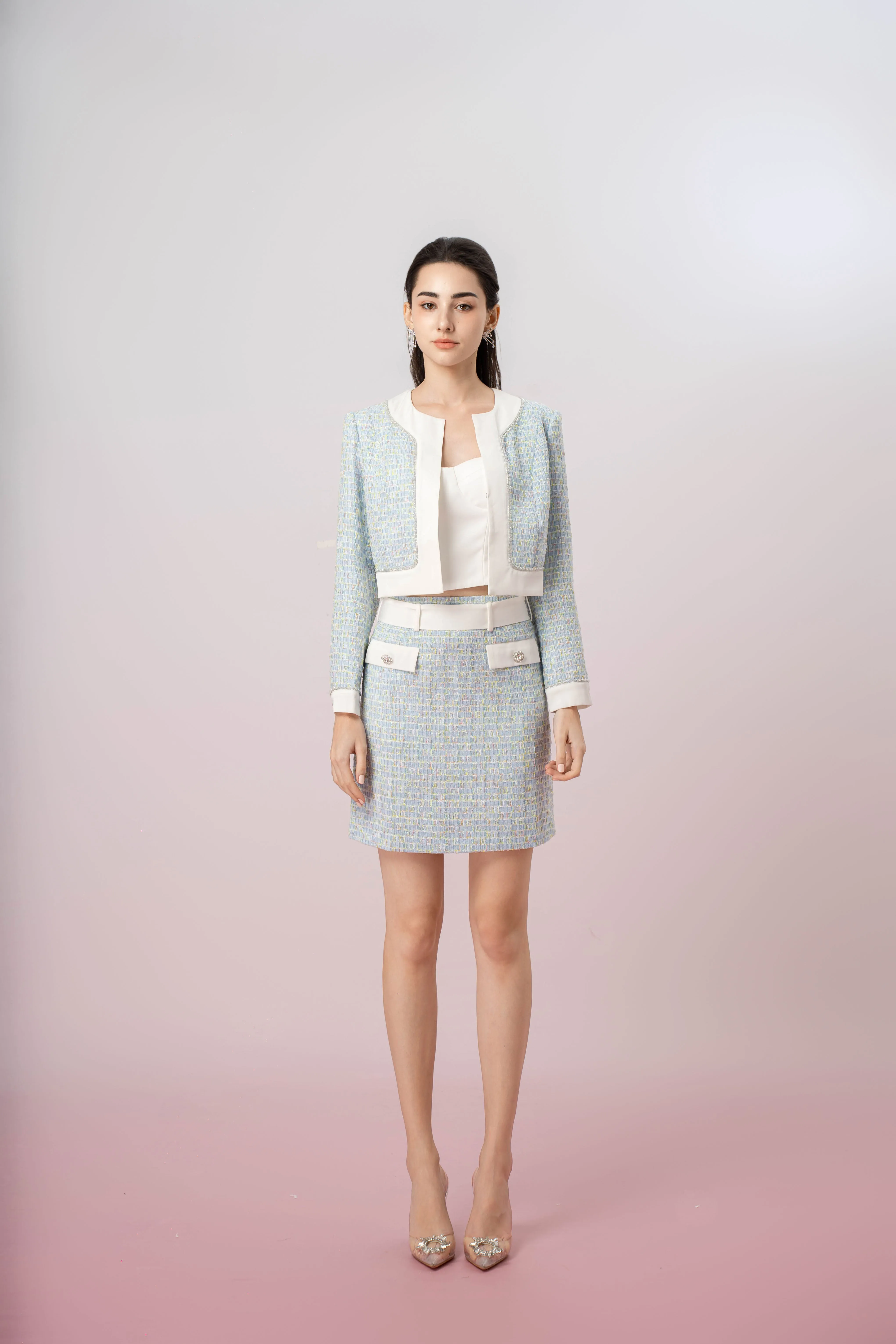 Gavrylla Blue Tweed Pencil Skirt
