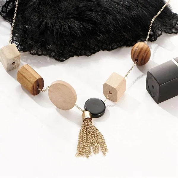 Geometric Block Tassel Necklace