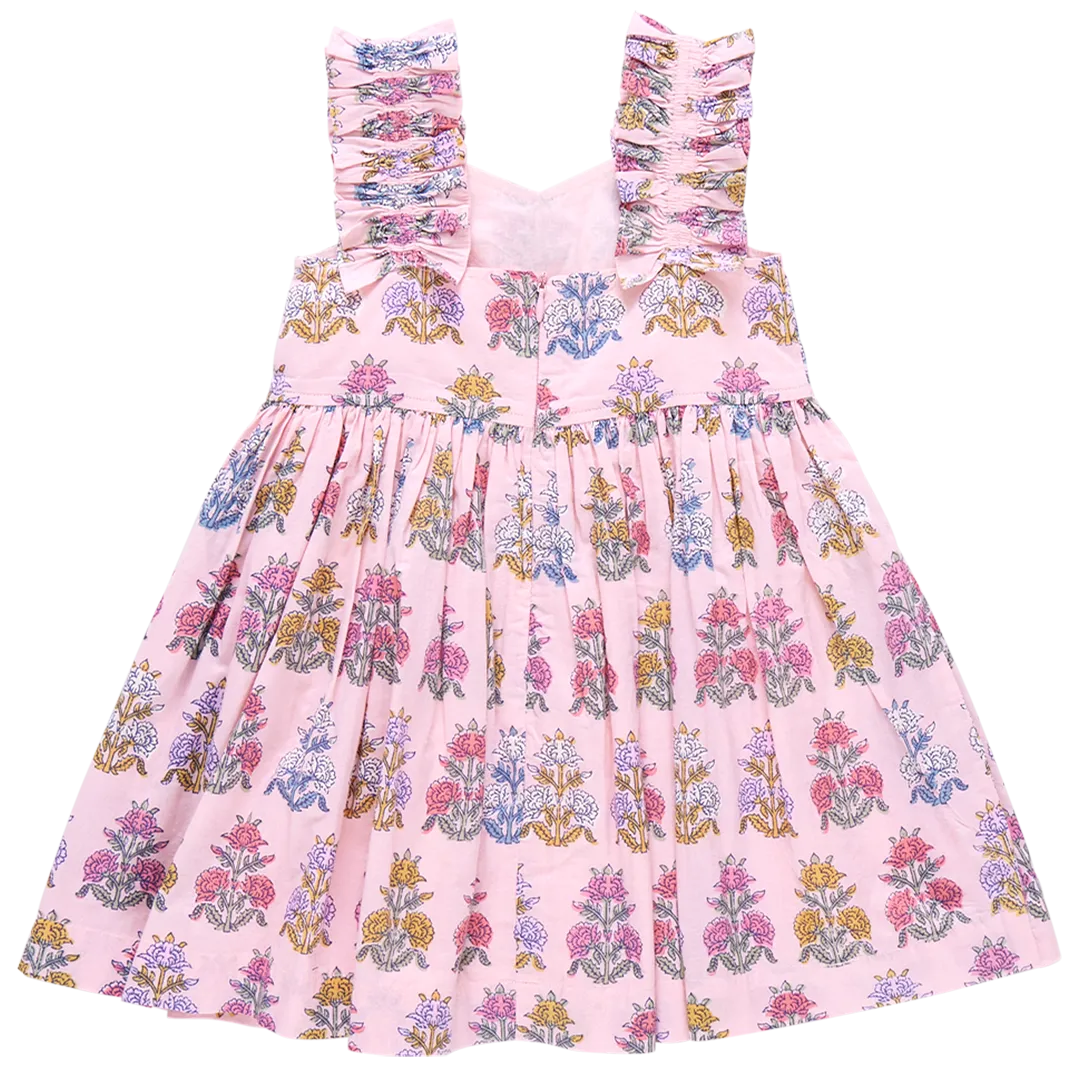 Girls Via Dress - Pink Flowerette