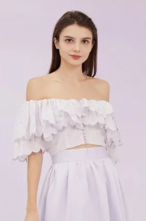 Glenda Lilac Dots Drop Shoulder Top