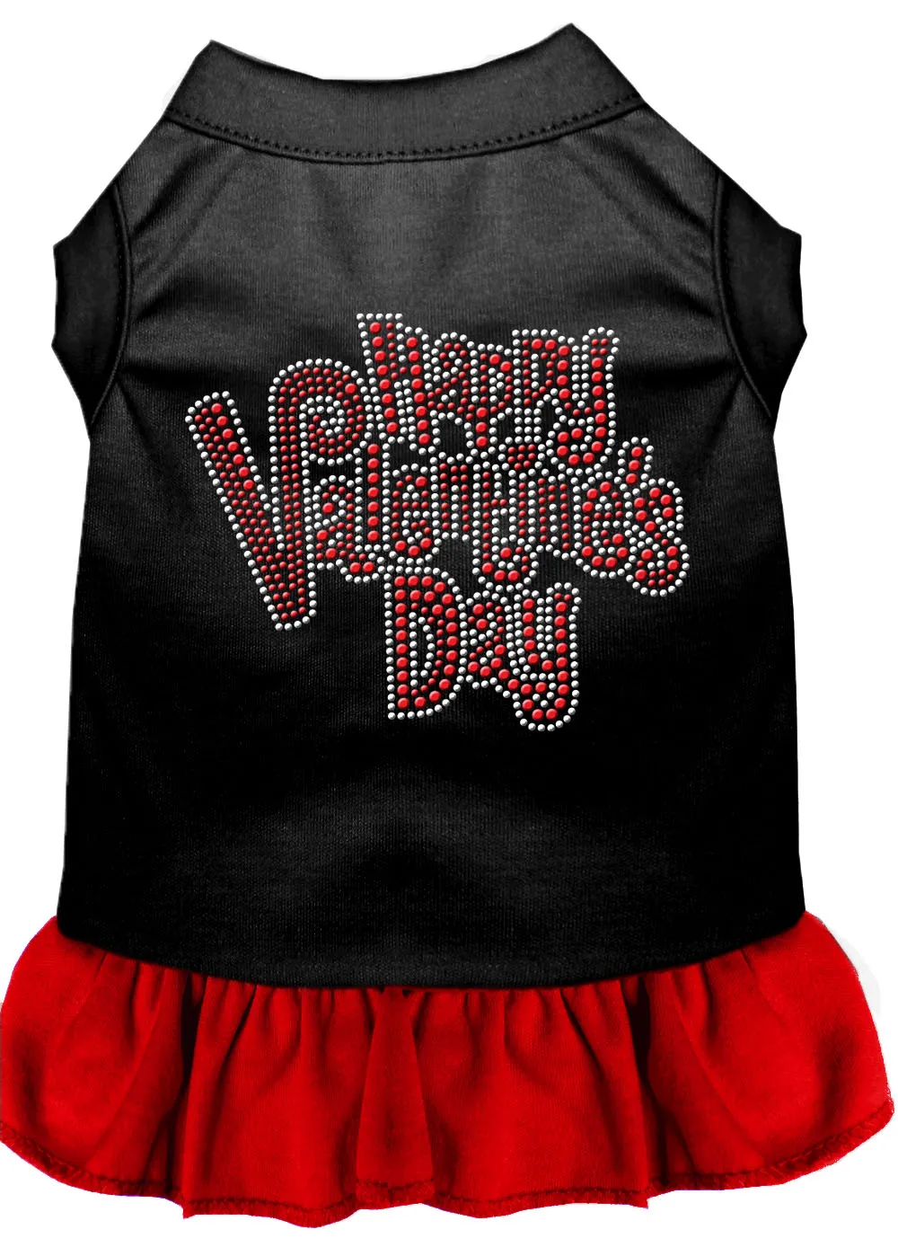 Happy Valentines Day Rhinestone Dress Black With Red Med