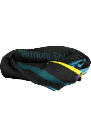 Harmont & Blaine Chic Wool-Blend Black Scarf with Embroidery Detail