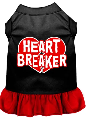 Heart Breaker Screen Print Dog Dress Black With Red Xxl
