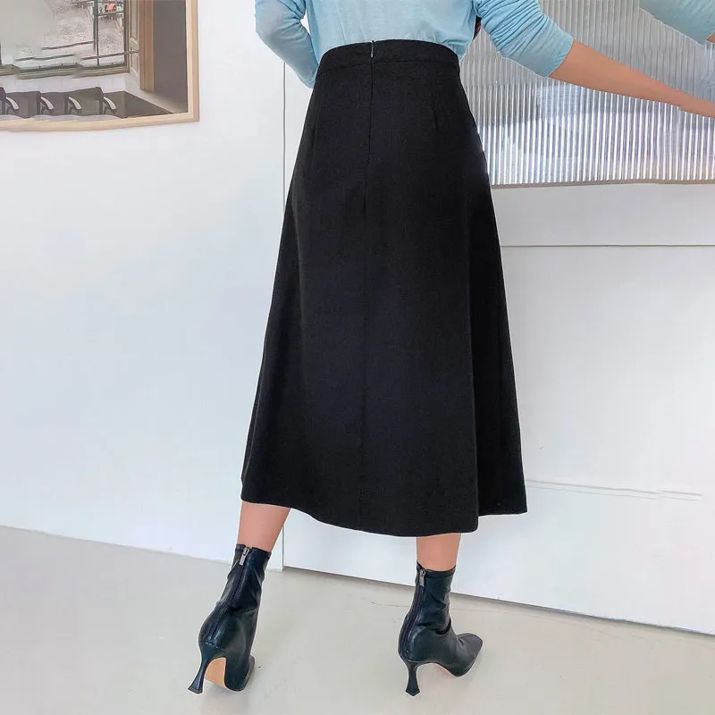 High Waist Pleated Panel Skirt