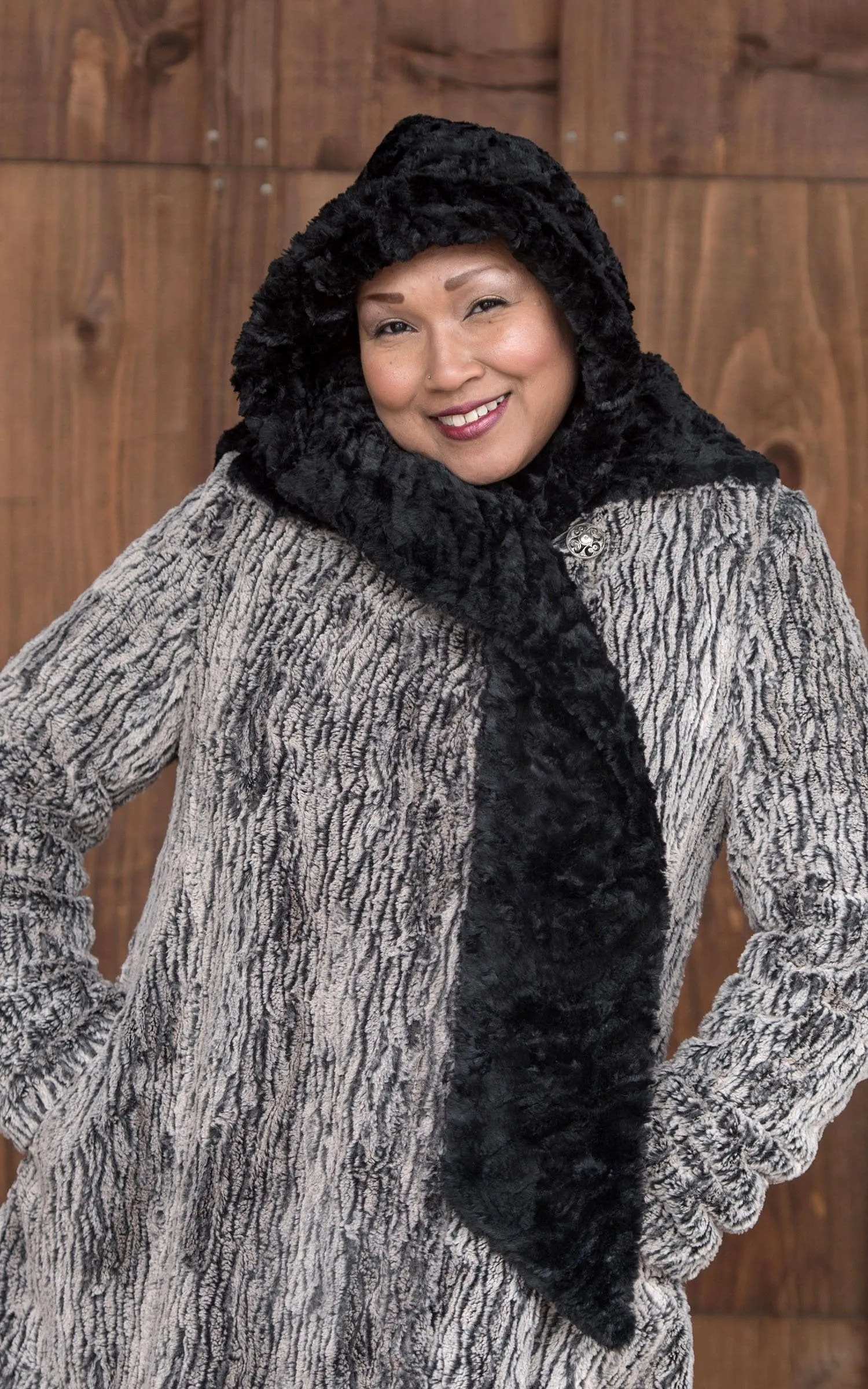 Hoody Scarf - Cuddly Faux Fur in Solid Ivory (One Left!)