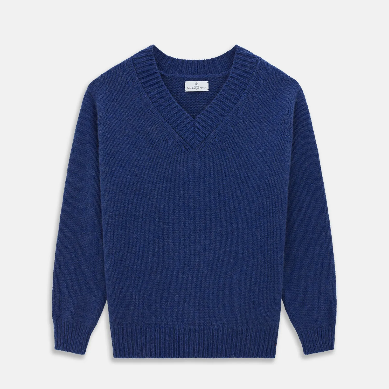 Marine Blue Cashmere Edwards V-Neck Jumper