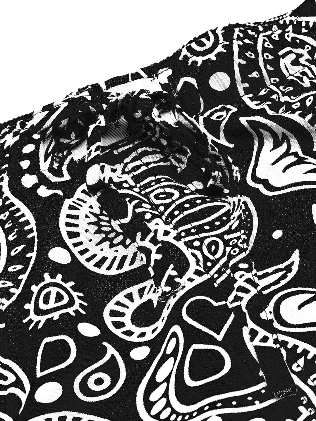 Men Black Printed Co Ords Set with Shorts
