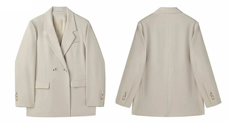 Oversized Women Jacket Loose Double Breasted Female Suit Coats Elegant