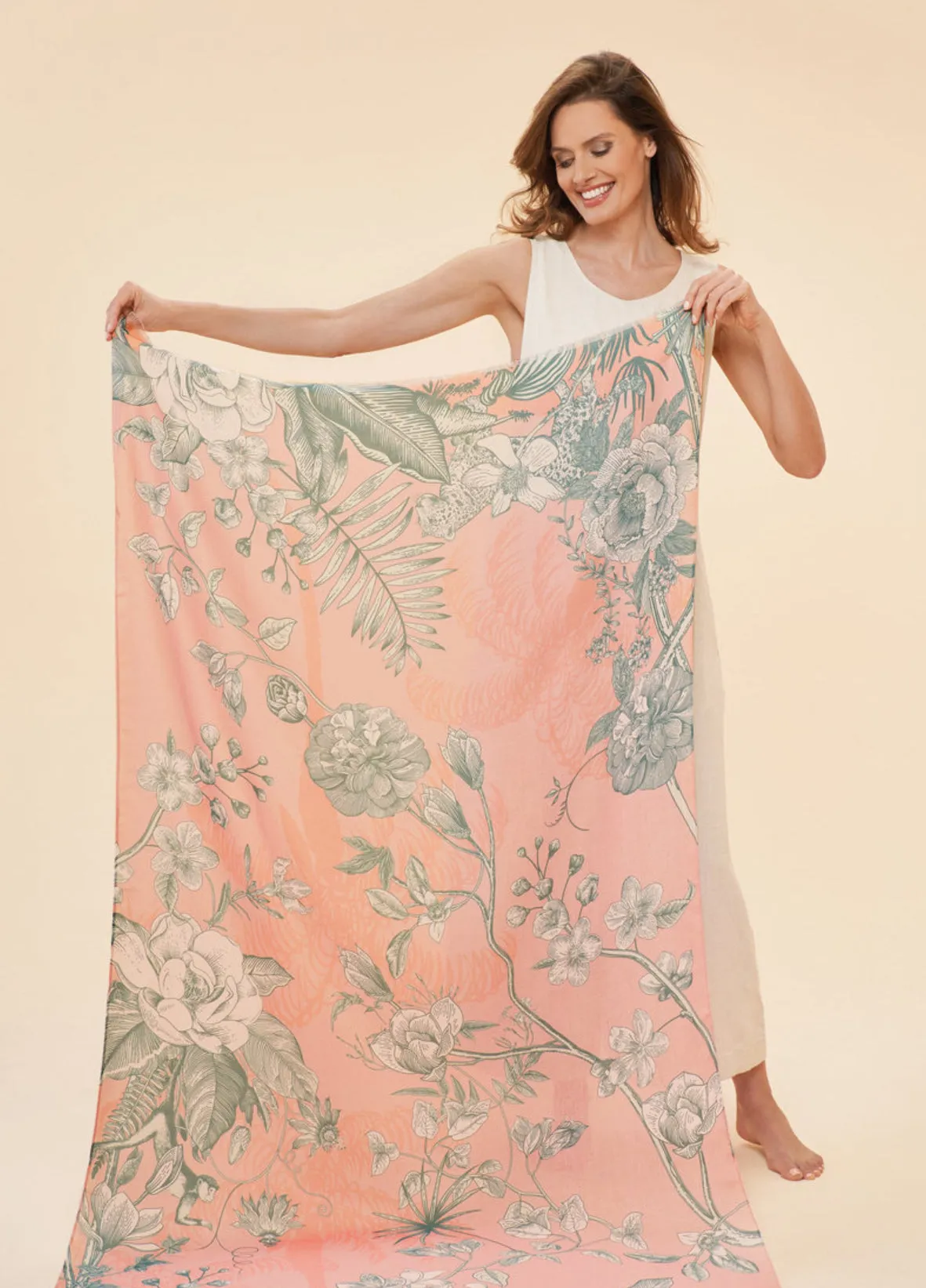 Powder Printed Floral Jungle Scarf - Petal